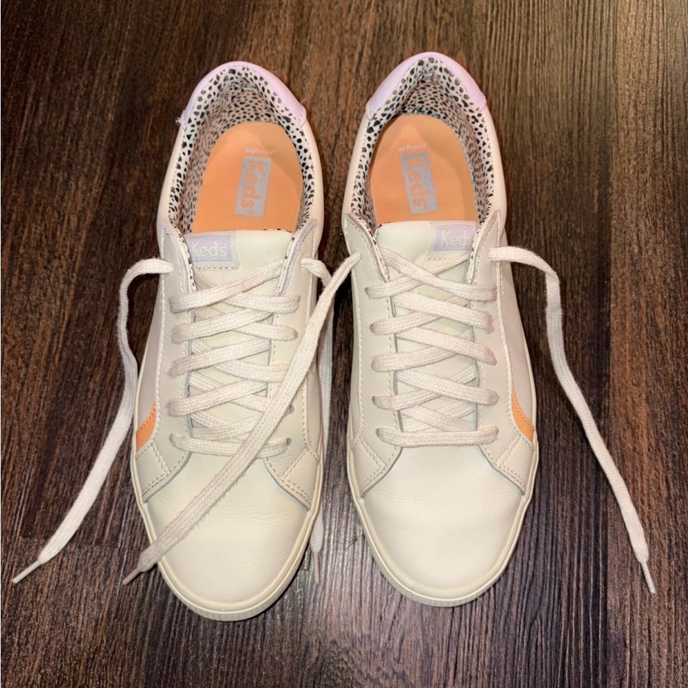 Keds Pursuit Cream Multi Leather Pop Lining Lace-Up Sneakers